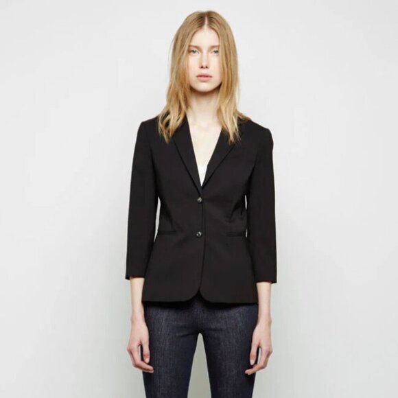 The Row Black Wool Schoolboy Blazer Silk Lining Button Size 4 - Picture 1 of 12